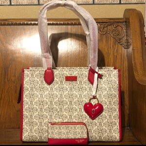 NWT-Kate Spade-SET-SpadeFlower-Coated Canvas-Lg Market Tote & Bifold Wallet-$408